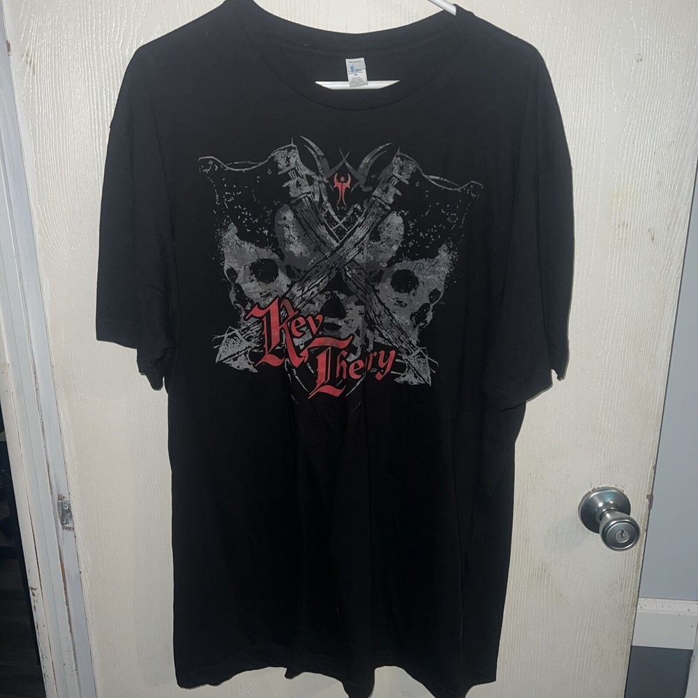 Rev Theory Band Graphic Mens 2L Black Skulls Axes Tultex‎ Post Grunge Goth Biker